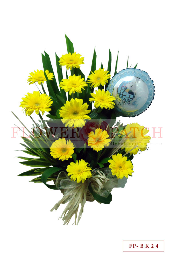 1 Dozen Gerbera with “It’s a boy” Balloon in a Basket