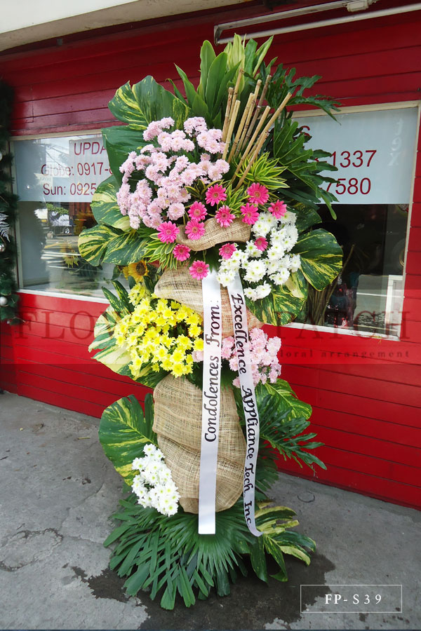 Wreath Arrangement of Anthuriums, Orchids & Mums | Sympathy & Funeral Flowers Delivery