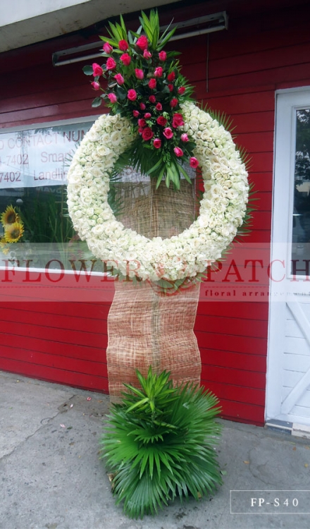Funeral Flowers - Standing Wreath Arrangement of Roses