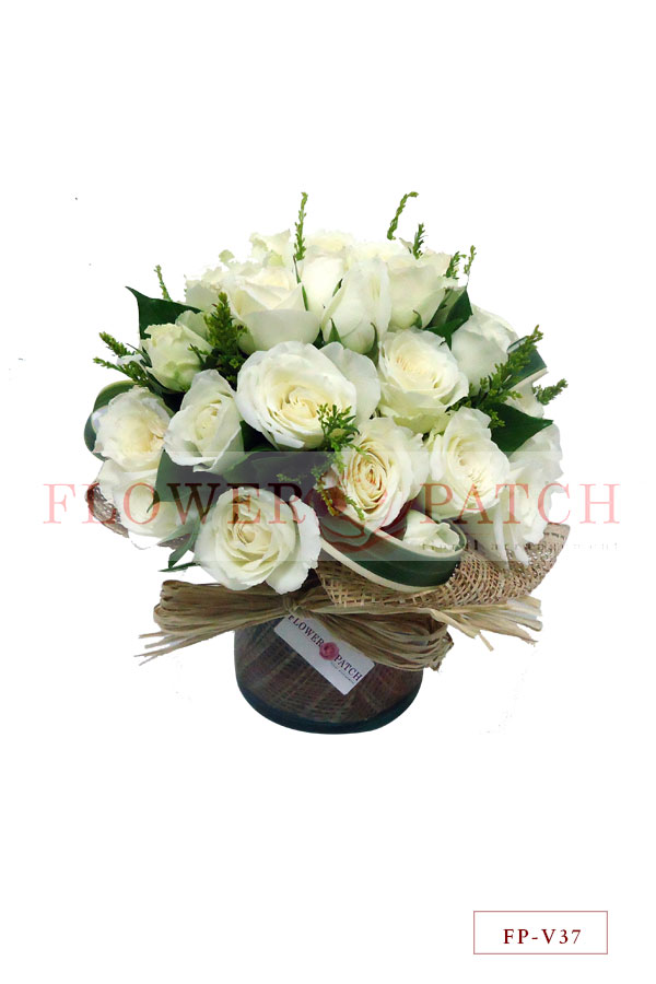 4 Dozen White Roses in a Vase