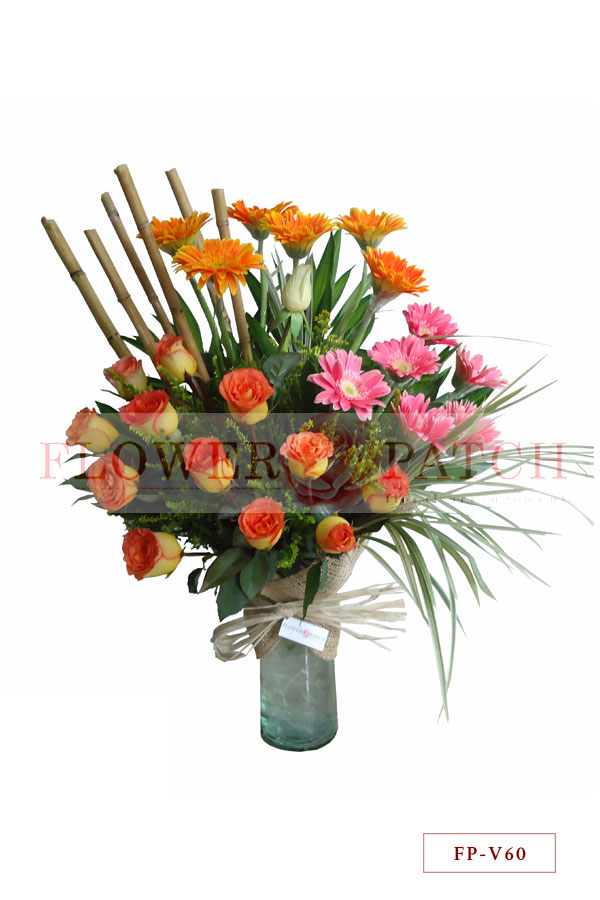 1 Dozen Gerberas and Korean Roses in a Vase