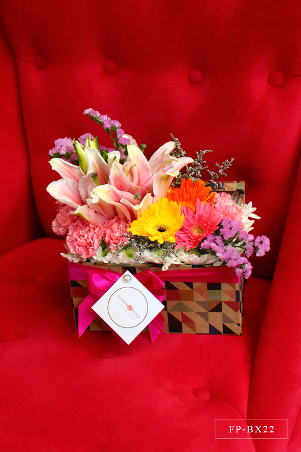 1 Stem Stargazer, 3 Gerberas with Carnations and Mums in a Paper Box |  Flower Patch - Online Flower Delivery Phillippines