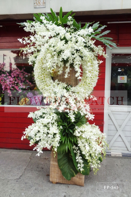 Wreath Arrangement of Orchids & Mums | Sympathy & Funeral Flowers Delivery