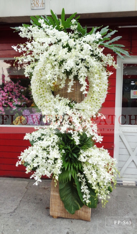 Wreath Arrangement of Orchids & Mums | Sympathy & Funeral Flowers Delivery