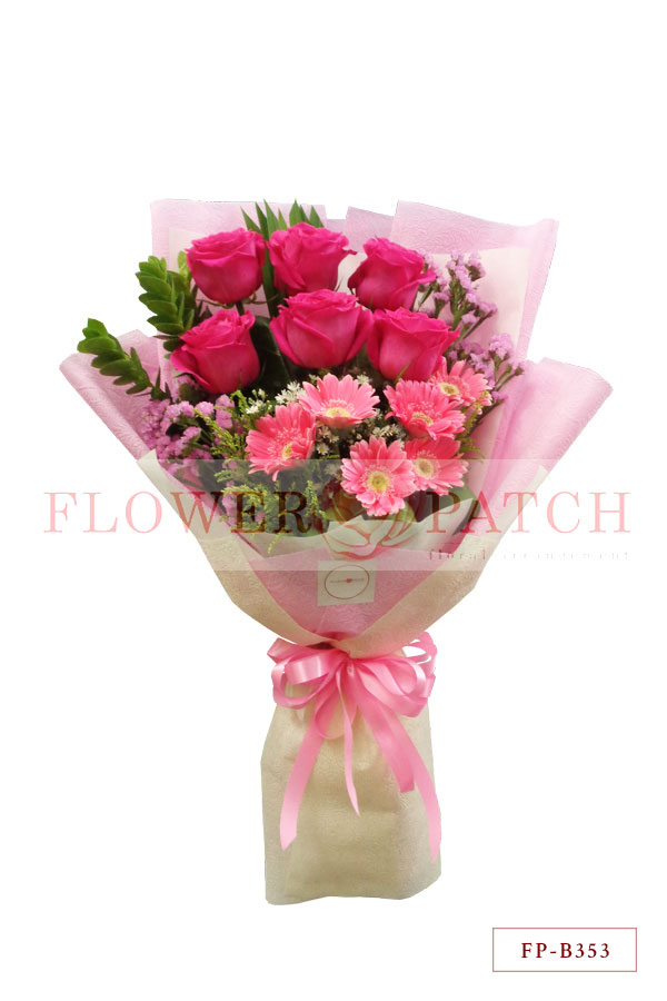 Bouquet of 6 Ecuadorian Roses and 6 Gerberas