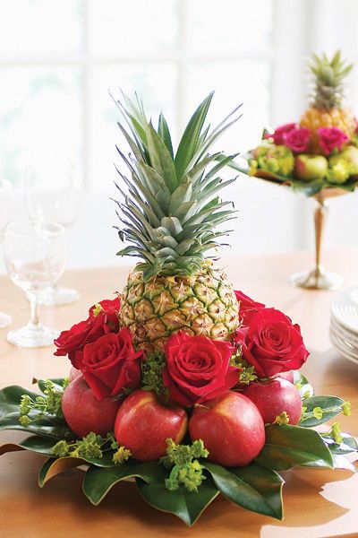 Flowers and Fresh Fruits Centerpiece