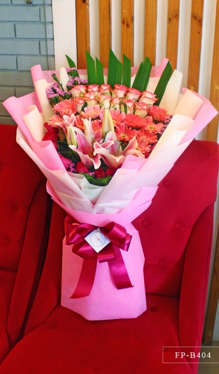 Bouquet of 1 Dozen Imported Roses, 1 Dozen Philippine Roses, 1 Dozen Gerberas and 1 Stem Stargazer Lily