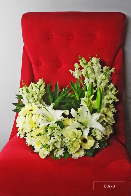 Urn Arrangement of Casablanca Lilies, Gerberas, Mums, Roses and Snapdragons