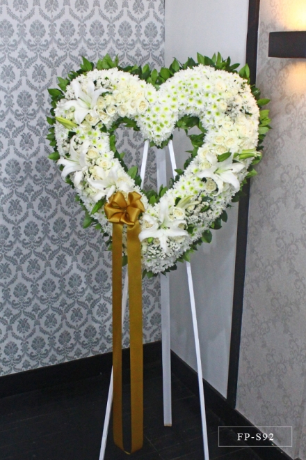 Heart Wreath Arrangement of Casablanca Lilies, Roses and Mums