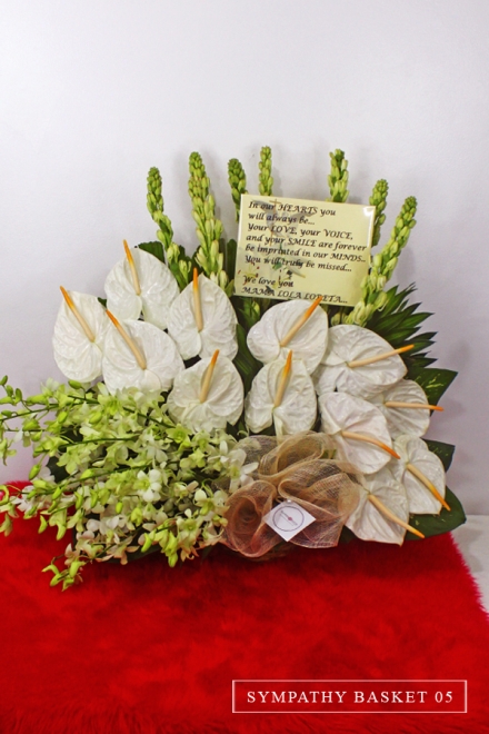 Sympathy Basket of Orchids, Anthuriums and Tuberoses