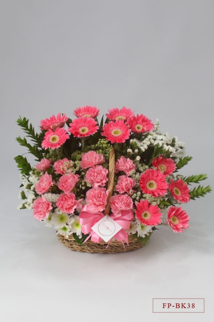 1 Dozen Gerberas & Carnations with Mums in a Basket