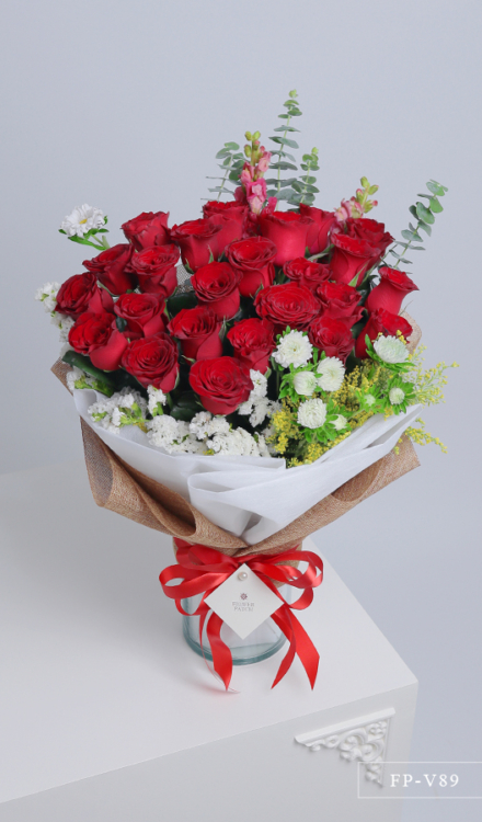 24 Imported Roses in a Vase