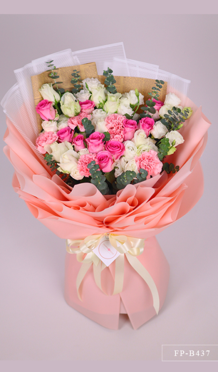 Bouquet of 18 Imported Roses, 12 Stems of Lisianthus and 6 Carnations