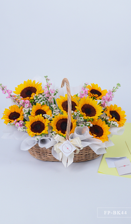 10 Sunflowers in a Basket